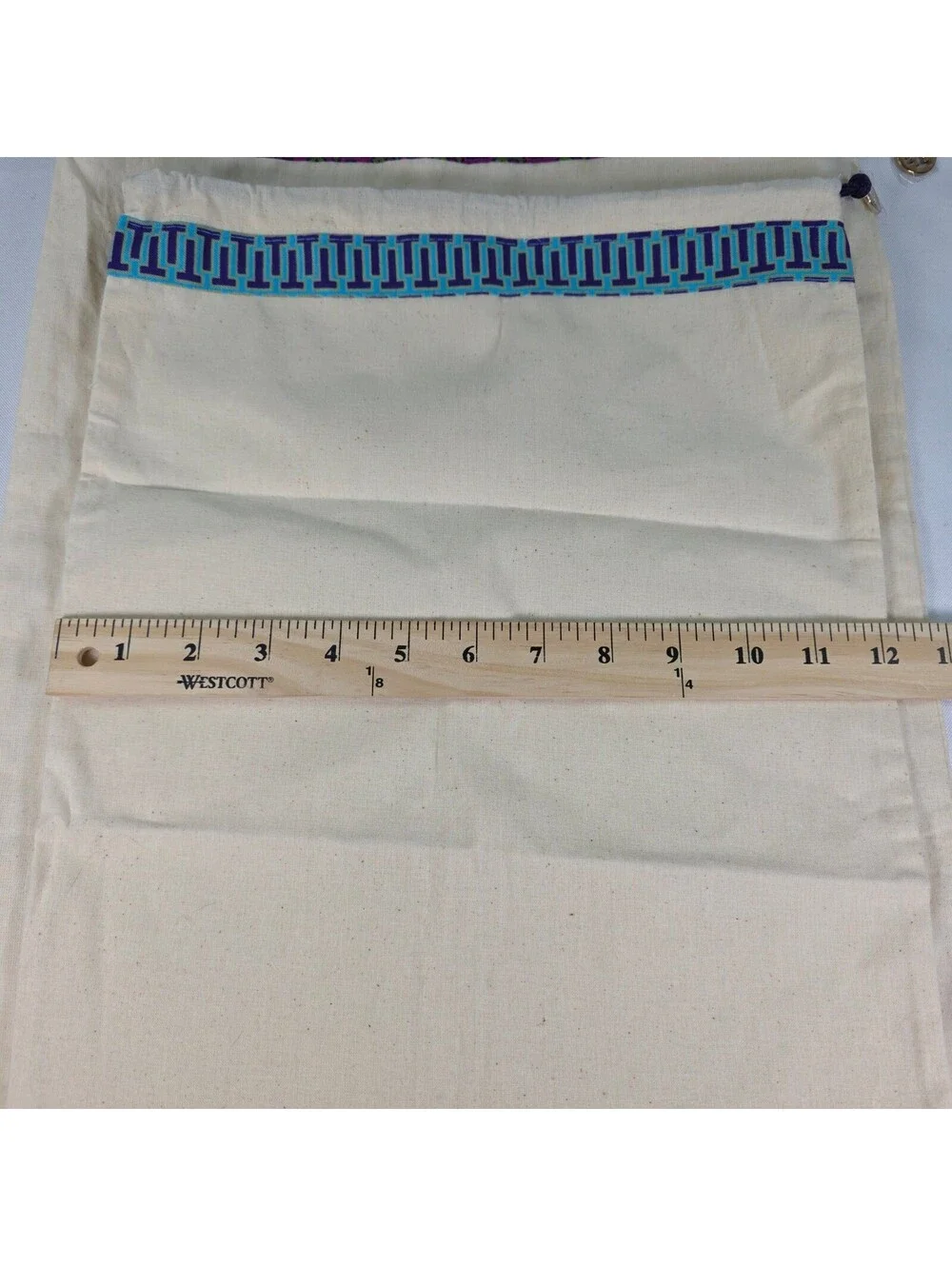 New Tory Burch Canvas Dust Bag Set of 2 Logo Drawstring Gold Charm Cream Multi